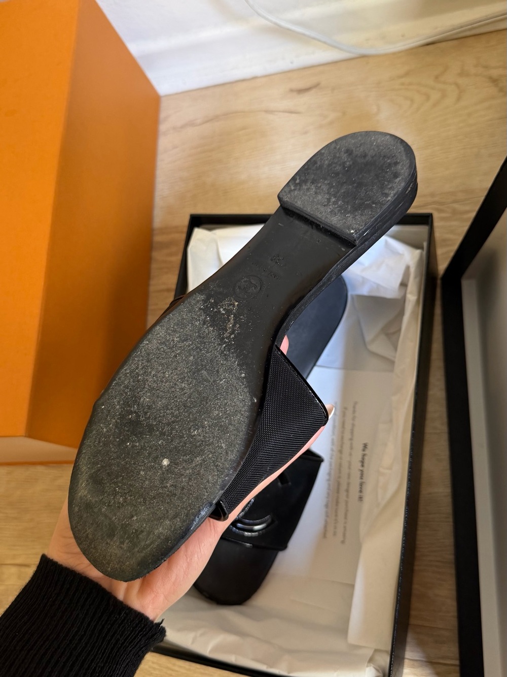 CHANEL Black Slide Sandals with Raised CC Emblem - Picture 8 of 8